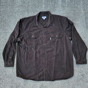 Carharrt Vintage Y2K Heavy Weight Brown Button Up Work Shirt Vintage Men 2XL XXL